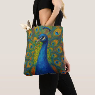 Watercolor Peacock Tote Bag