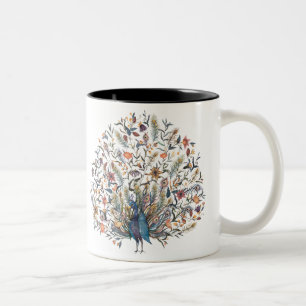 Watercolor Peacock Two-Tone Coffee Mug