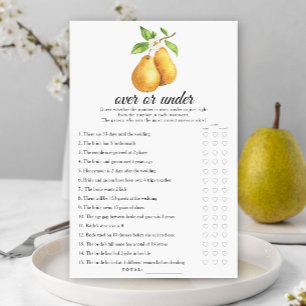 Watercolor pear Bridal shower Over or under game