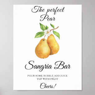 Watercolor Pear Bridal shower Sangria bar Poster