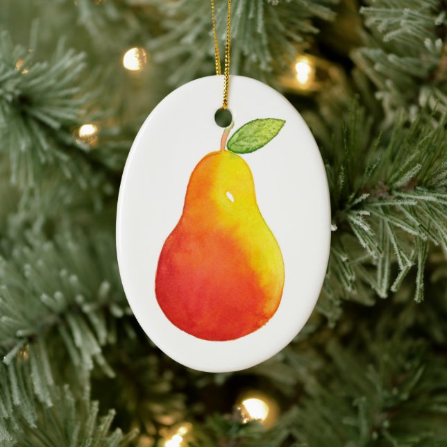 Watercolor Pear Ceramic Tree Decoration (Tree)