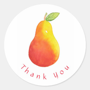 Watercolor Pear Classic Round Sticker