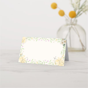 Watercolor Pear Floral Garden Baby Shower Blank Place Card
