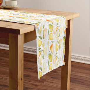 Watercolor Pear Fresh Fruit Pattern Short Table Runner