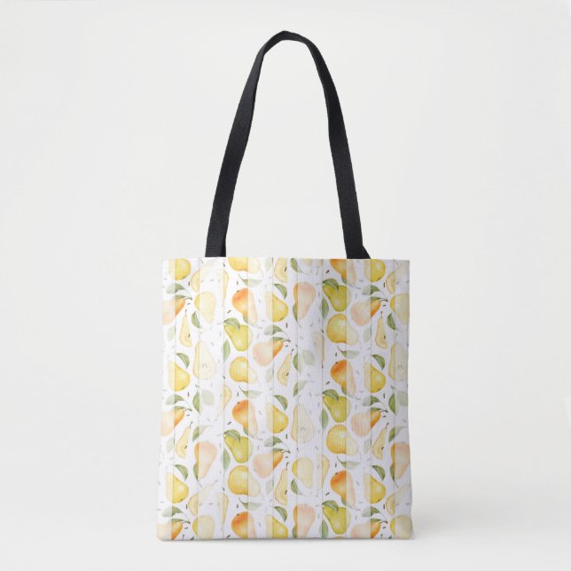 Watercolor Pear Fresh Fruit Pattern Tote Bag (Front)