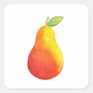 Watercolor Pear Square Sticker
