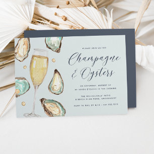 Watercolor Pearl Champagne & Oysters Party Invitation