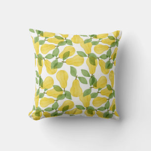Watercolor Pears: Hand Painted Pattern Cushion