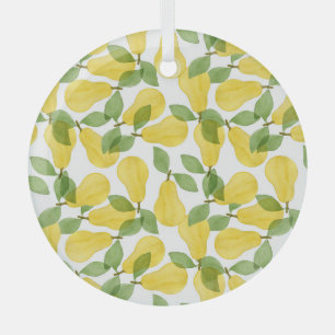 Watercolor Pears: Hand Painted Pattern Glass Tree Decoration