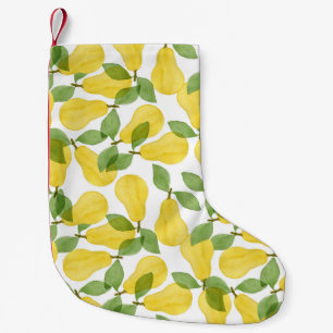 Watercolor Pears: Hand Painted Pattern Small Christmas Stocking