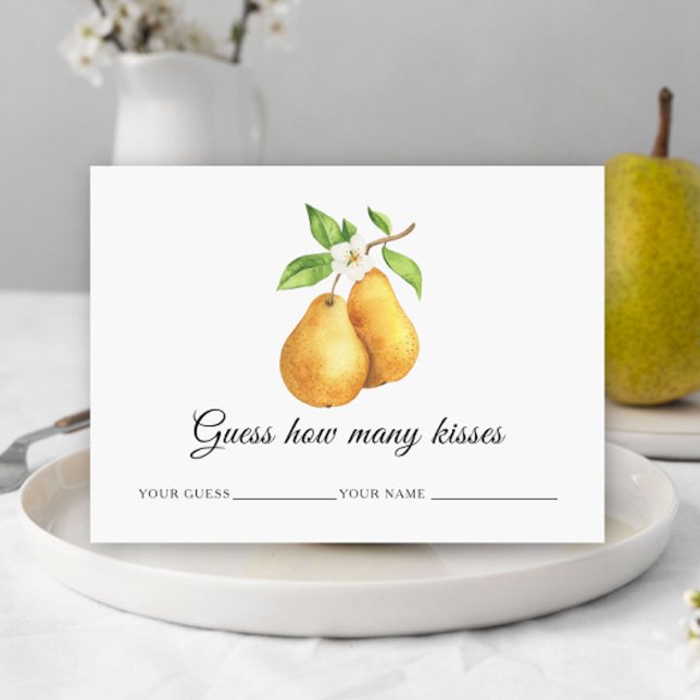 Watercolor pears How many kisses bridal game Enclosure Card (Creator Uploaded)
