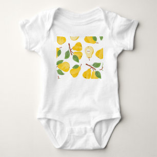 Watercolor Pears Vintage Fruit Pattern Baby Bodysuit