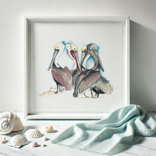 Watercolor Pelican Art Poster