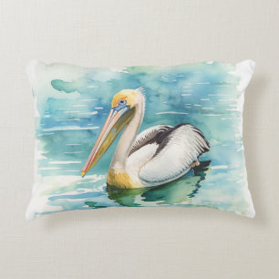 Watercolor Pelican Decorative Cushion