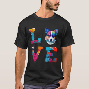 Watercolor Pembroke Welsh Corgi Dog Face Colourful T-Shirt