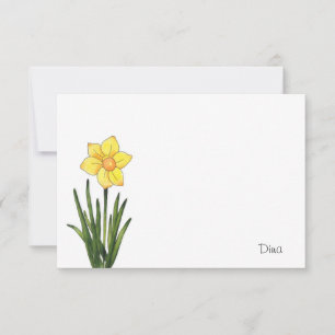 Watercolor, Pen & Ink Daffodil  Note Card
