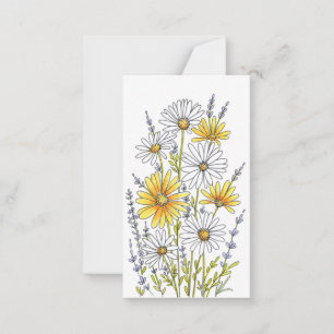 Watercolor, Pen & Ink Daisy Floral Bouquet Card