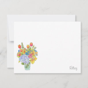 Watercolor, Pen & Ink Floral Bouquet Card