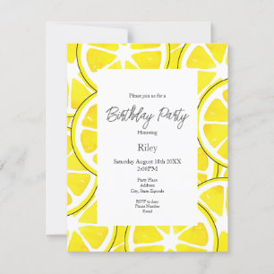 Watercolor & Pen Lemon Slices Invitation