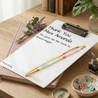Watercolor Pen Modern School Teacher Appreciation  Clipboard