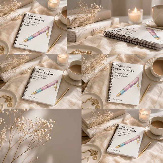 Watercolor Pen Modern School Teacher Appreciation  Notebook (Creator Uploaded)