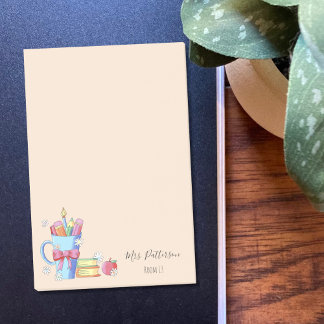 Watercolor Pencils and Books Teacher Post-It Notes