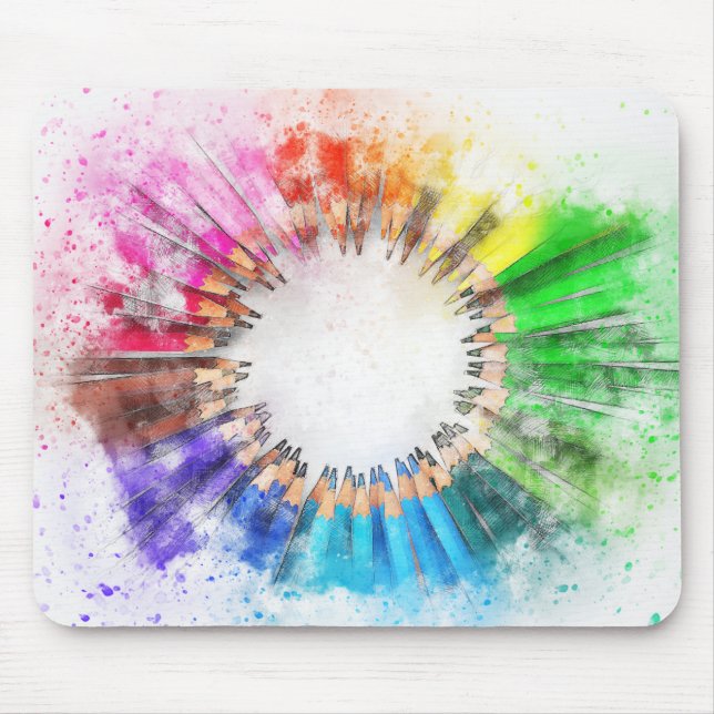 Watercolor Pencils Mouse Mat (Front)