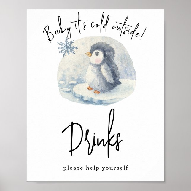 Watercolor penguin - Drinks Poster (Front)