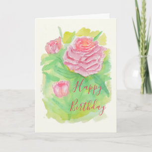 Watercolor Peonies Birthday Card