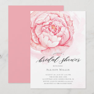 Watercolor Peonies Bridal Shower Invitation