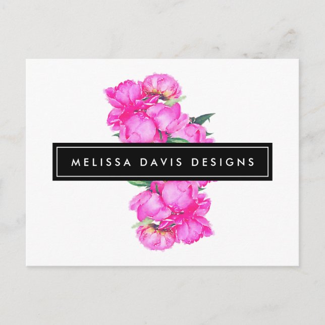 Watercolor Peonies Bunch Floral Designer Postcard (Front)