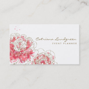 Watercolor Peonies Chic Business Card