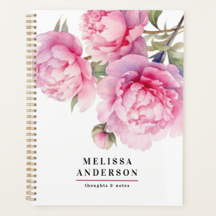 watercolor Peonies floral and foliage elegant Planner