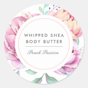 Watercolor Peonies Floral Business Product Classic Round Sticker