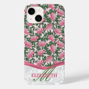 Watercolor Peonies Floral Pattern Pink Monogram Case-Mate iPhone 14 Case