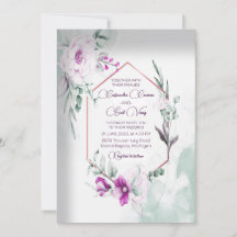 Watercolor Peonies Floral Wedding Invitation
