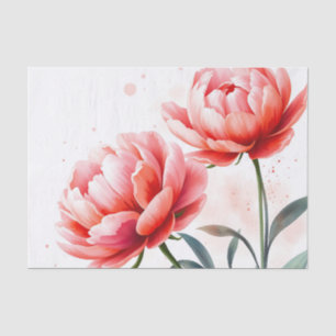 Watercolor Peonies in Coral and Blush Tissue Paper