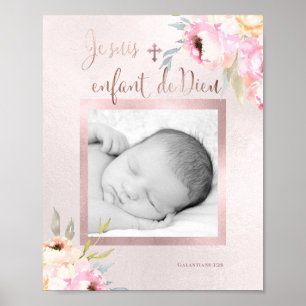 Watercolor Peonies, Je suis enfant de Dieu Poster