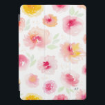 Watercolor Peonies Pattern Monogram iPad Pro Cover<br><div class="desc">Feminine iPad pro cover featuring pink peonies pattern. Personalise by adding a monogram. The monogram is located on the lower right side of the cover.</div>