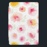 Watercolor Peonies Pattern Monogram iPad Pro Cover<br><div class="desc">Feminine iPad pro cover featuring pink peonies pattern. Personalise by adding a monogram. The monogram is located on the lower right side of the cover.</div>