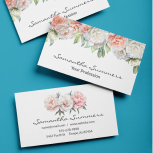 Watercolor Peonies Peony Flower  Business Card