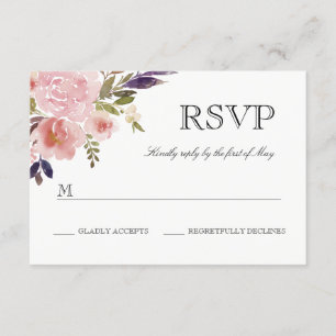 Watercolor Peonies Pink Purple RSVP Card