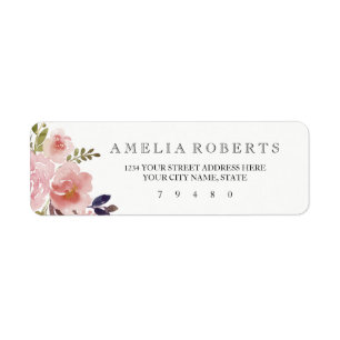 Watercolor Peonies Return Address Label
