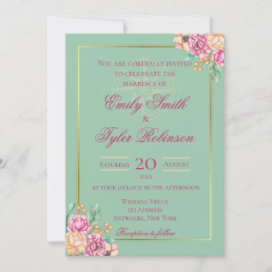 Watercolor Peonies Wedding Invitation