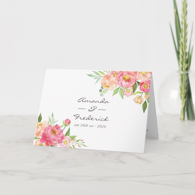 Watercolor Peonies Wedding Programme (Front)