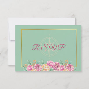 Watercolor Peonies Wedding RSVP Card