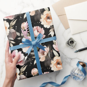 Watercolor Peonies with Pastel Wash Wrapping Paper