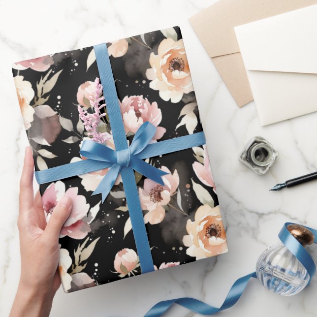 Watercolor Peonies with Pastel Wash Wrapping Paper (Gifting)