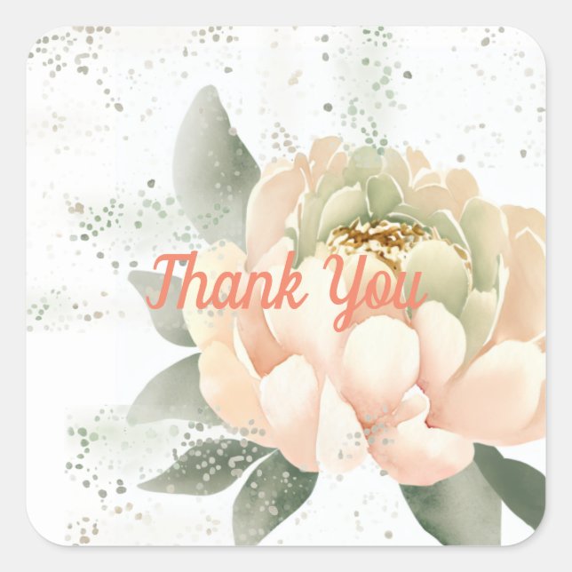 Watercolor Peony Blush Speckled Sticker (Front)
