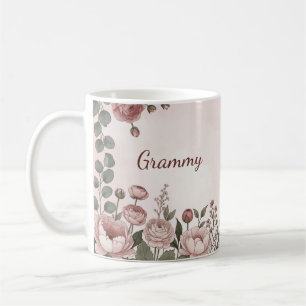 Watercolor Peony Botanical Coffee Cup for Grammy